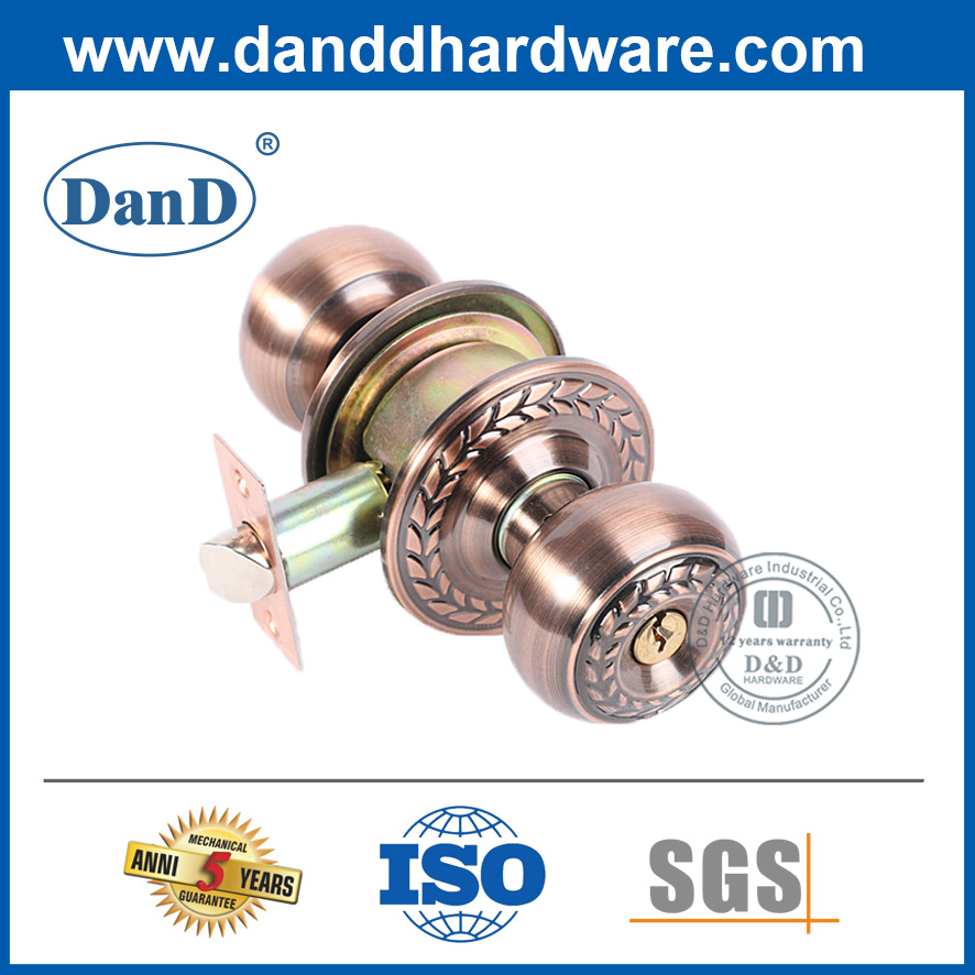 Antike Kupfer Zinklegierung Sicherheitstürknopf Lockset-DDLK049