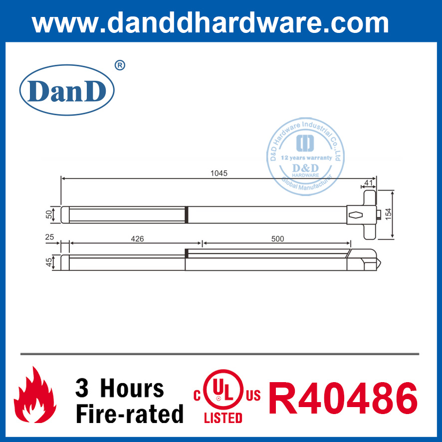 SS304 RIM Push BAR Panic Exit-Gerät mit Dogging-Feature-DDPD007