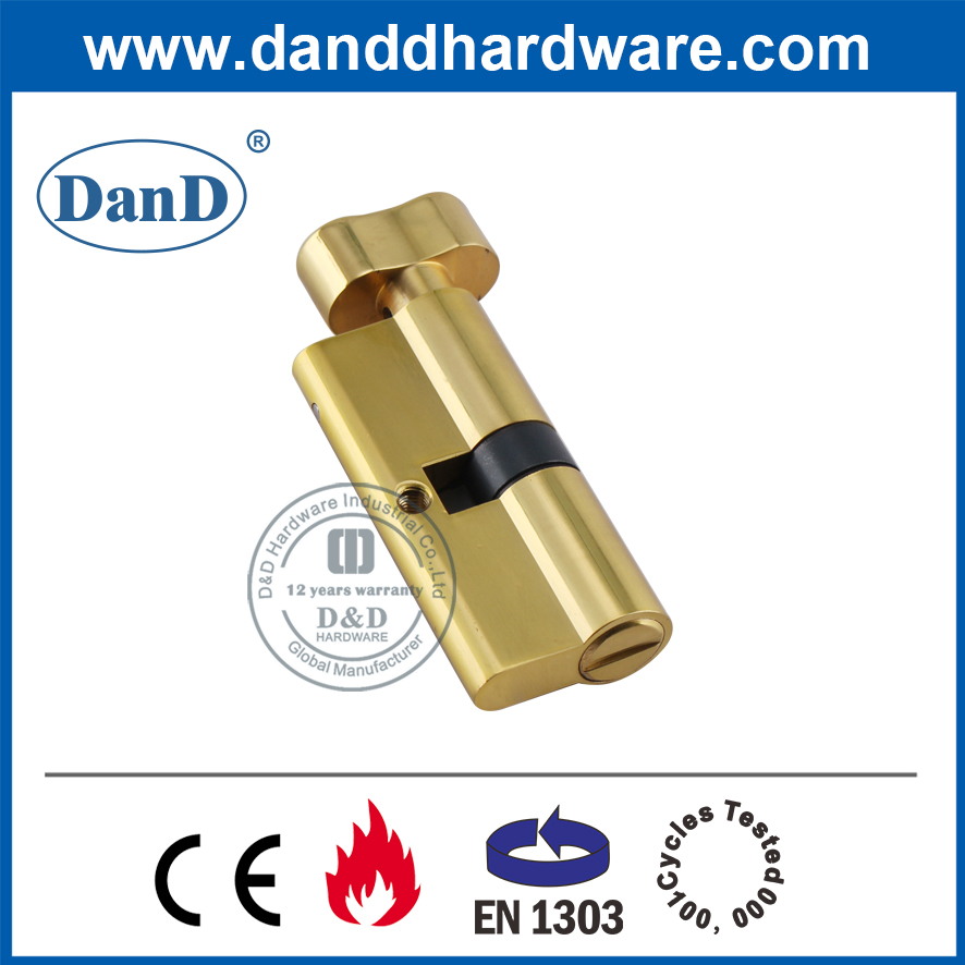 Europäischer Messing-Badezimmer-Schließzylinder aus poliertem Messing mit ThaiDurn-DDLC007