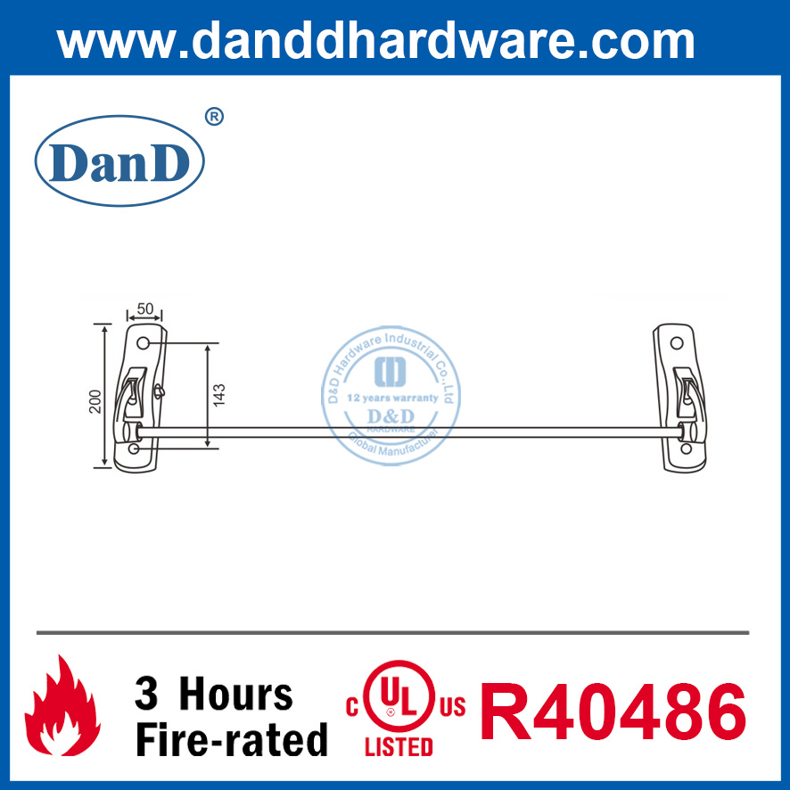 Grad 304 Feuerausgang Hardware Pressetyp Gewerbliche Tür Push Bar-DDPD009